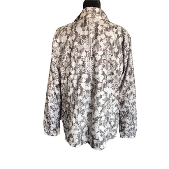 Lands' End Women's Floral Windbreaker in Gray - Size M (10-12) - Picture 3 of 6